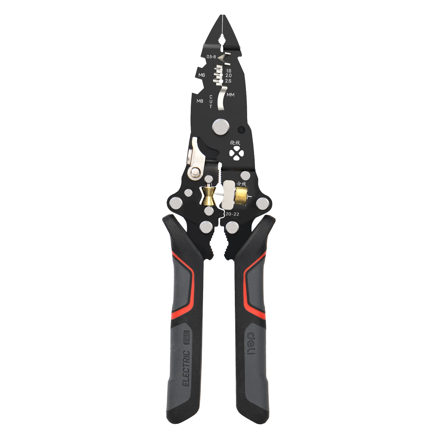Deli Multi-Functional Foldable Wire Stripper, Twelve-In Crimping Pliers, Electrician's Pliers, Wire Stripping Pliers