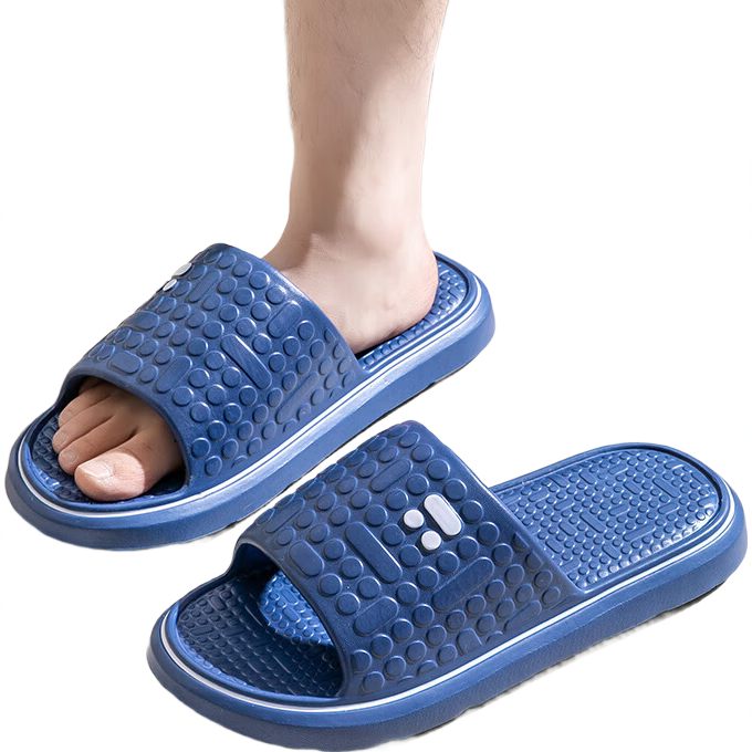 LETUO Emotion Pack, Summer Indoor Home EVA Couple Thick-Soled Non-Slip Bathroom Sandals for Men, Dark Blue 42-43