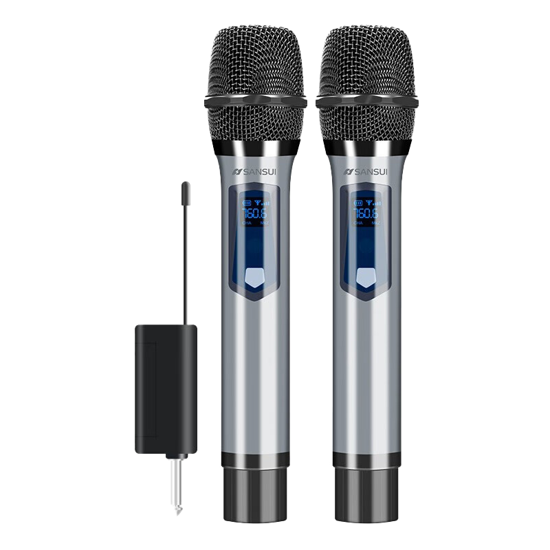 SANSUI H-28S Wireless Microphone System for Home Singing, Karaoke, Outdoor Stage Use with Two Mics And Speaker Suitable for Xianke, Suoai Speakers, KTV Microphones, Hosts, Meetings, Live Streaming