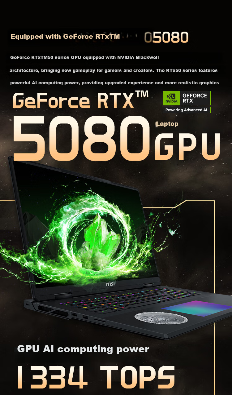 MSI Titan 18 Ultra Dragon Soul Limited Edition 2026 18-inch Gaming Laptop (U9 290HX Plus RTX 5090 96GB 4TB 4K/240Hz) 9