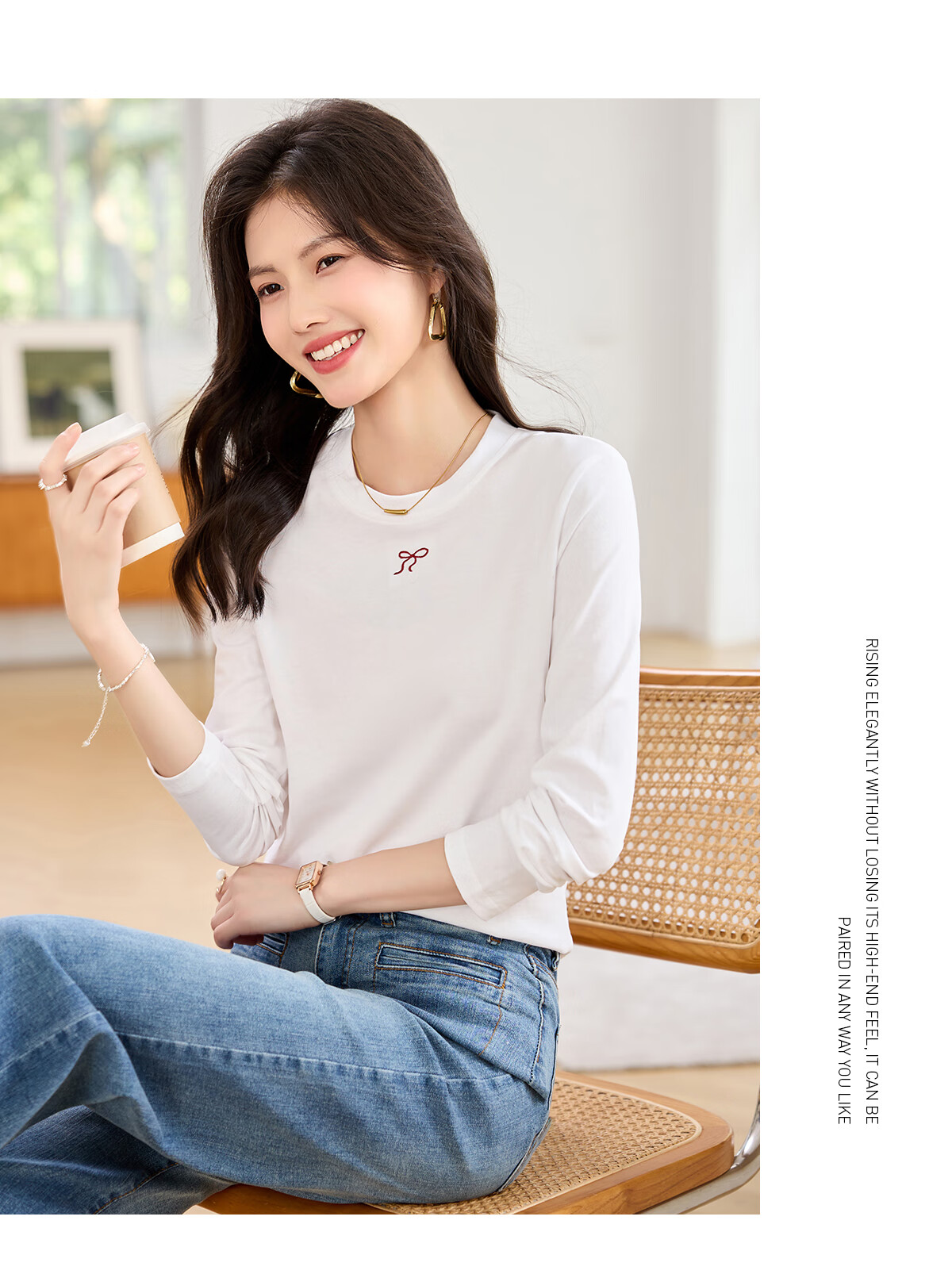 Taxiang Women's Short-Sleeve T-Shirt, Round Neck, Casual Versatile Embroidered Top, Ladies' T-Shirt, Simple Short-Sleeve Undershirt T143T1390 27