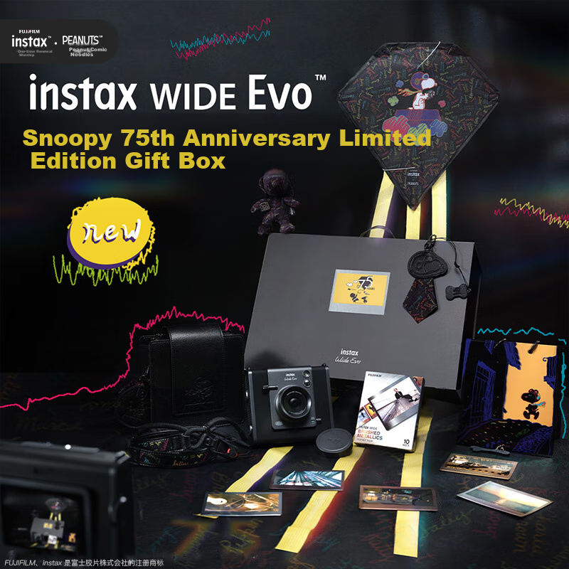 INSTAX Fuji INSTAX Instant Camera, WIDE EVO Snoopy 75th Anniversary Limited Edition Gift Box