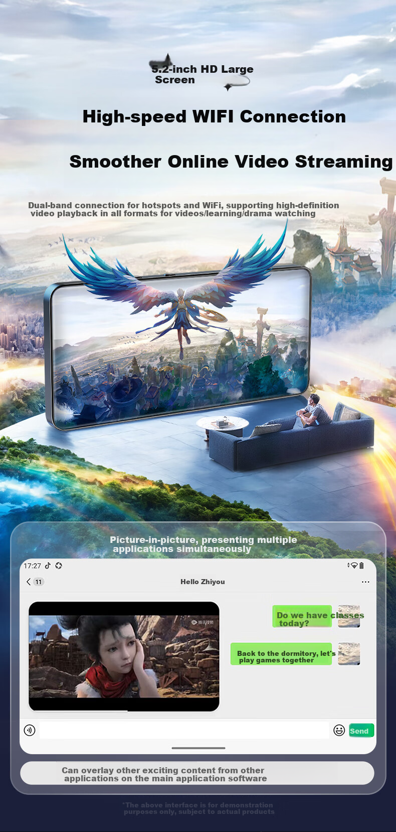 Fanmu BF88 Smart MP3/MP4 Player WiFi Internet 4+64GB RAM Android 15 MP5 Online Music HD Video Reading 5.2 Inch 3