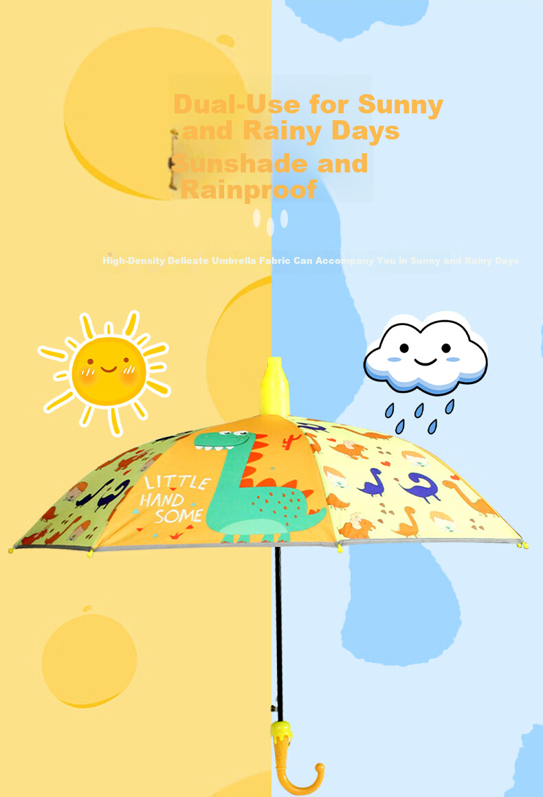 Geshu Children's Umbrella Automatic Umbrella for Boys Elementary School Students Portable Long Handle Umbrella Sun Protection Black Rubber Astronaut Kindergarten Umbrella 2