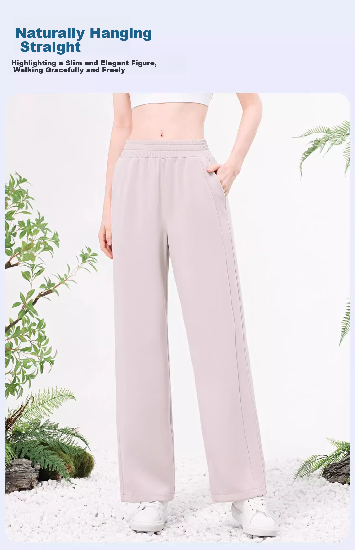 CAMEL Women's Casual Pants for Spring, Yoga Fitness Leggings, Breathable Height-Increasing Loose Straight-Leg Knitted Sweatpants, Size L 5