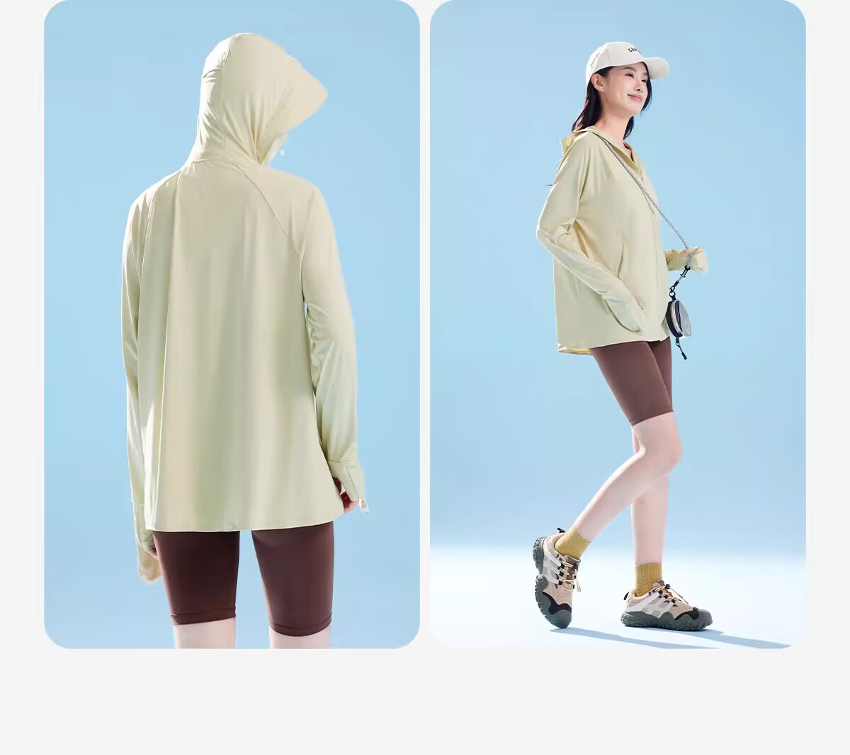 CAMEL Women's Original Yarn Sun Protection Clothing, Loose-Fitting Hooded Heat-Resistant Quick-Dry Breathable Cool-Touch Sun Protection Garment A25BAVV107 2XL 22