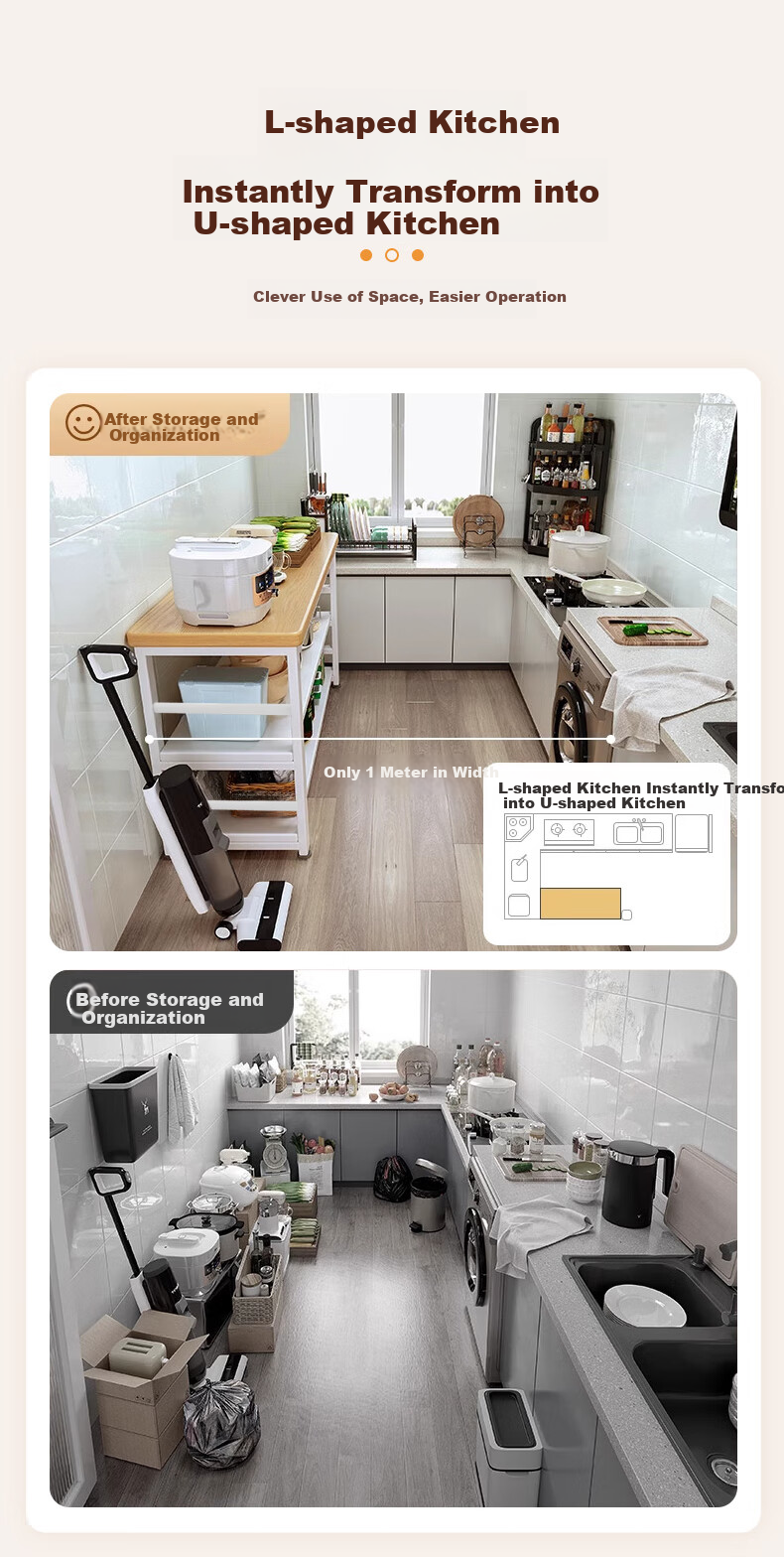 Quanpinwu Kitchen Storage Rack, Floor-Standing Multifunctional Cutting Table, Multi-Layer Sideboard, Cookware Storage Cabinet, Narrow Cupboard, 24 5