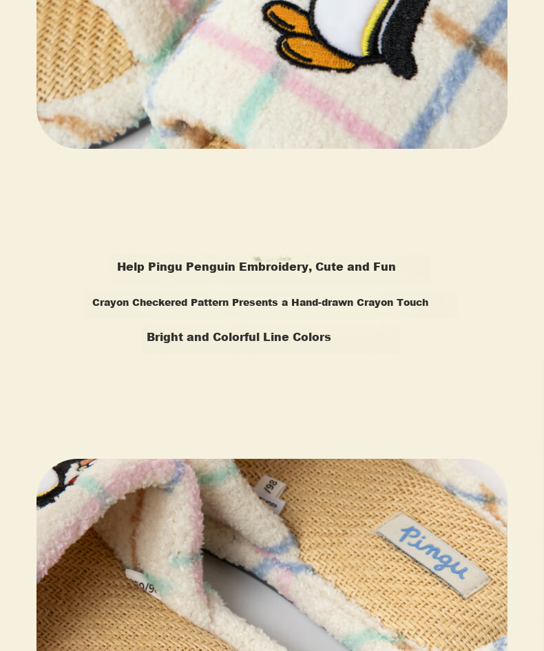 TBH Pingu Series Indoor Home Slippers for Men And Women, Suitable for Outdoor Wear, Summer Sandals, Crayon Pattern, Size 42-43 6