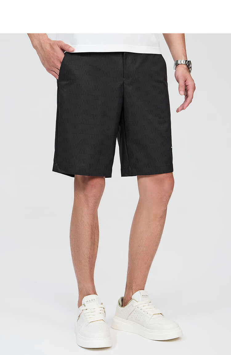 DANCING WOLVES [Trendy All-Over Print] Summer Versatile Elastic Breathable Casual Shorts for Men, 001 Black, Size 31 2
