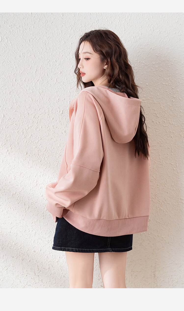 TonLion 2025 Spring Women's Hooded Short Letter Print Sweatshirt Jacket Off-White L 10