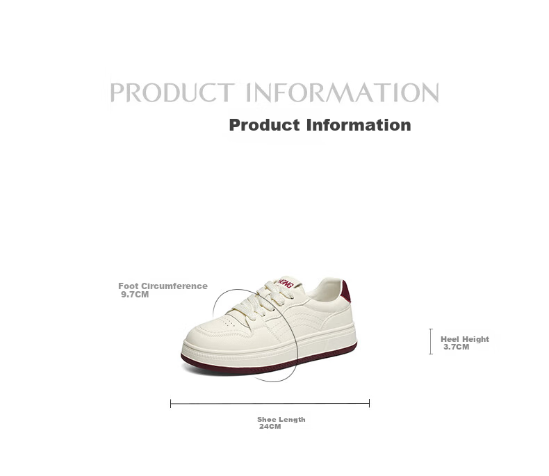 RED DRAGONFLY Casual Sneakers, Spring Women's Shoes, Student Thick-Soled Versatile White Shoes WTB15203, Beige/khaki Color, Size 37 2