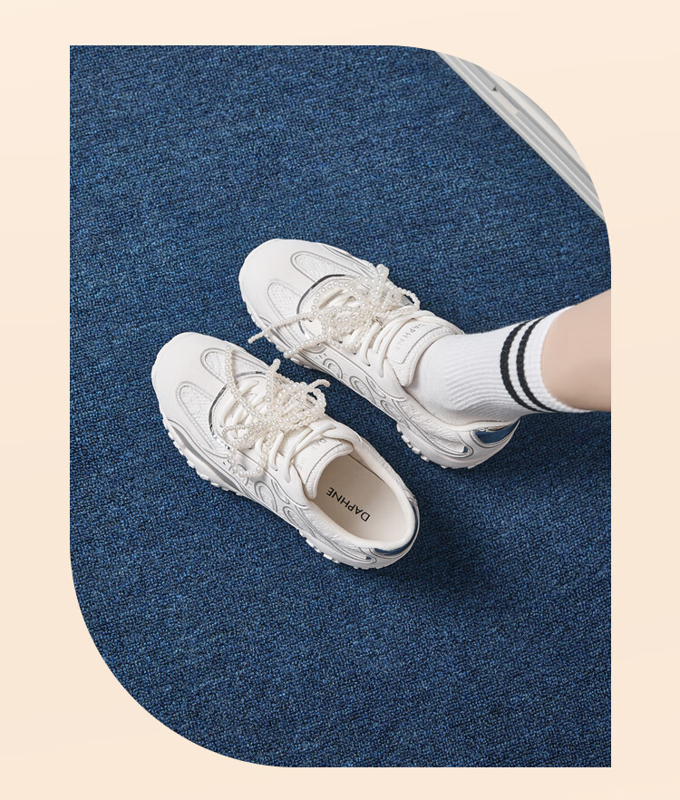DAPHNE Women's Chunky Sneakers Breathable Casual Training Shoes Thick-Soled Heightening Sports Shoes Travel Shoes Silver Size 39 9
