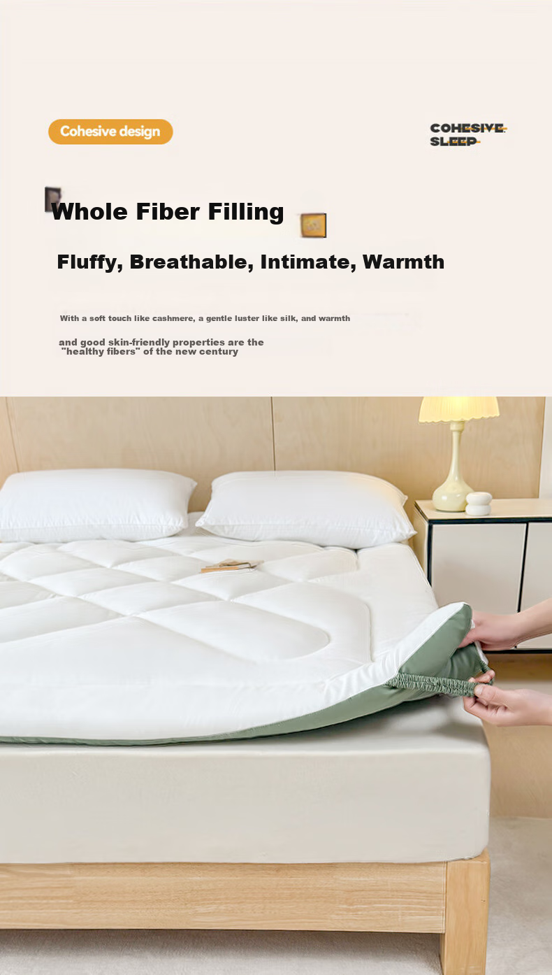 Grace Class A Thickened Fiber Mattress, Student Pad, Single Bed Mat, White And Green, 1.8 Meters 7