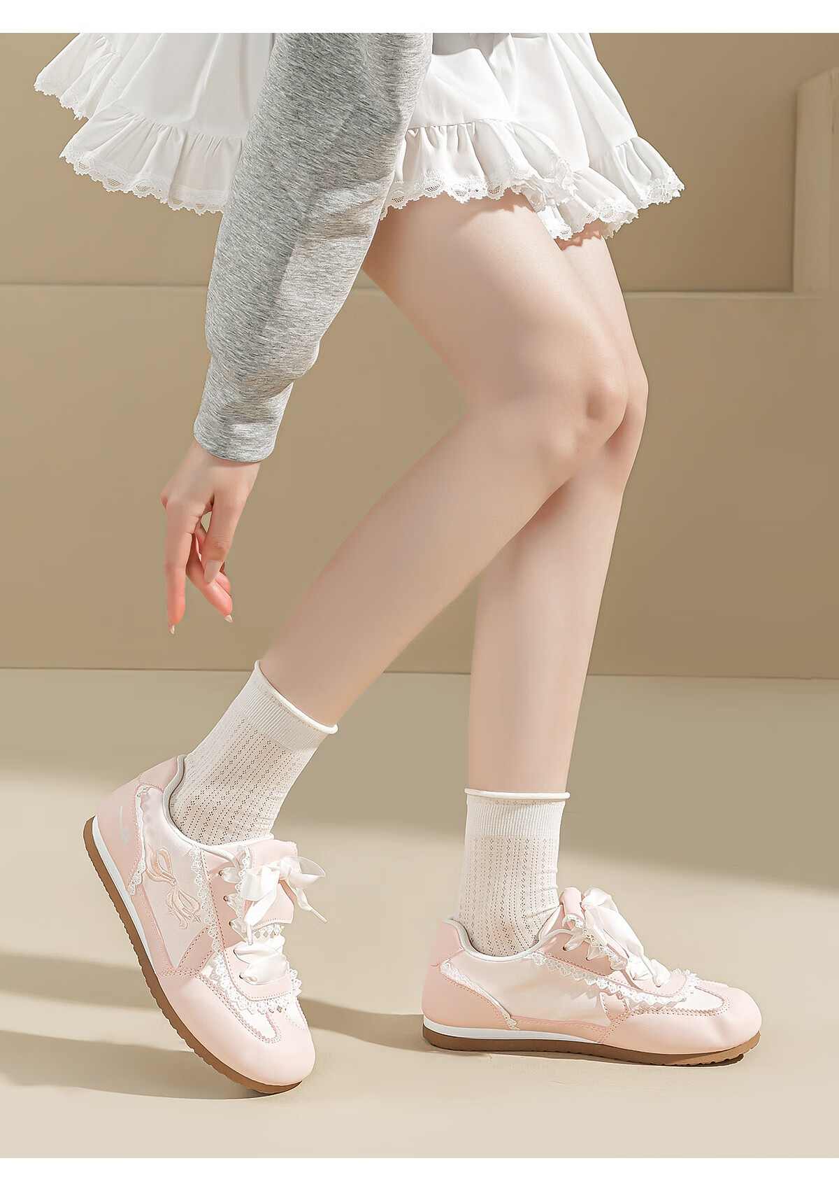 Warrior Women's Spring Summer New Ballet Training Shoes Fashion Versatile Soft Sole Lace Casual Shoes Pink Size 38 11