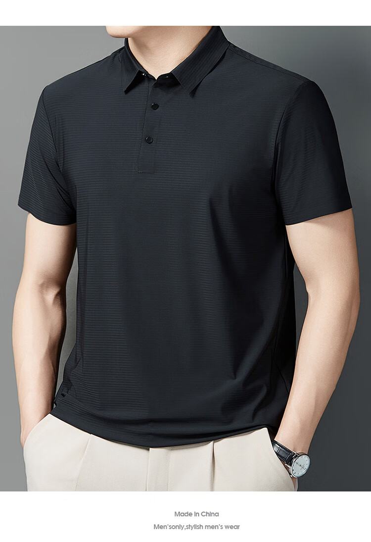 LangSha Polo Shirt for Men, Summer Sports T-Shirt, Loose-Fitting Cool Ice Silk Collar, Short Sleeve Fitness Running Father's Day Gift 31