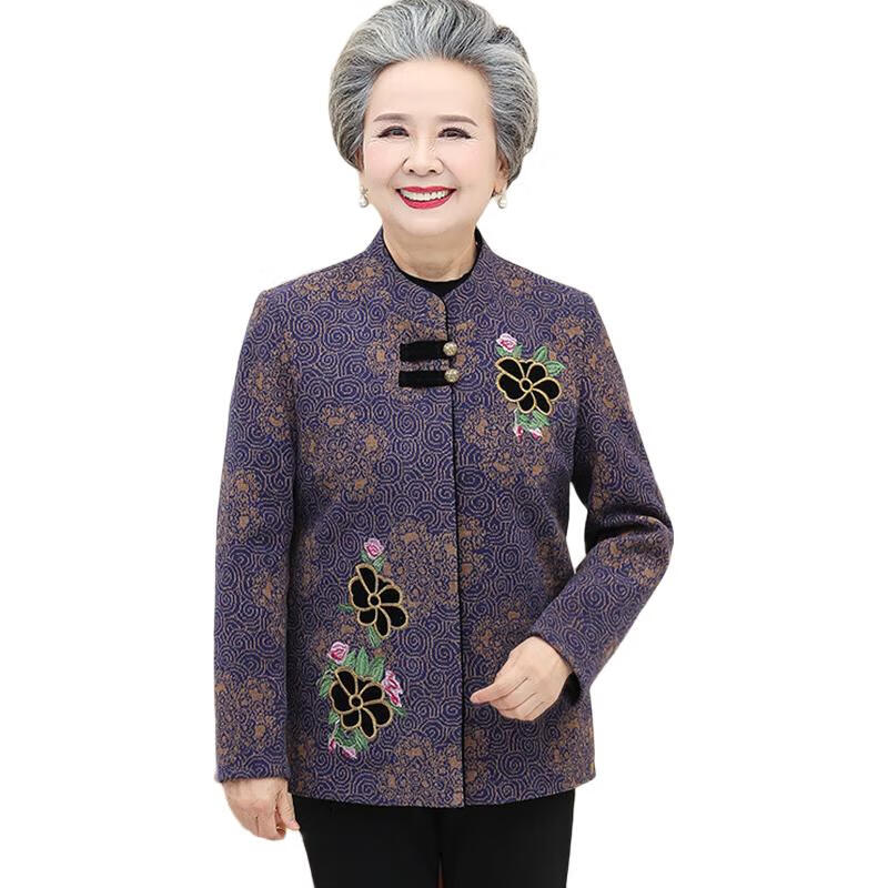 YUZHAOLIN Middle-aged and Elderly Women's Spring and Autumn Woolen Coat Grandma Style Mom Jacket Elderly Clothing Y53D022