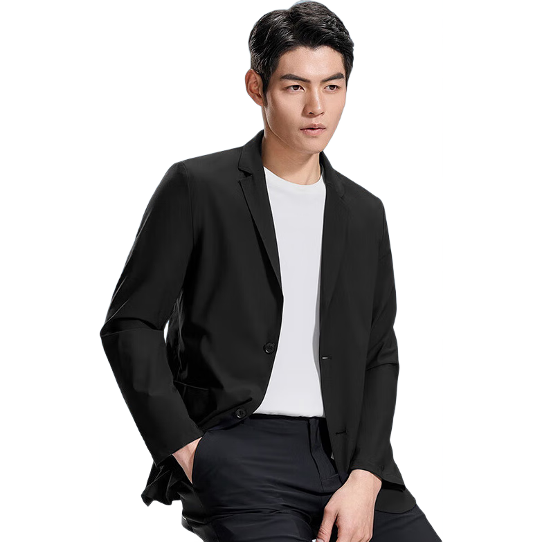 ROMON Men's Sun Protection Suit, Summer 2026 Business Wrinkle-Free High-End Single Suit Jacket, Cool-Feeling Outerwear, Black, 3XL