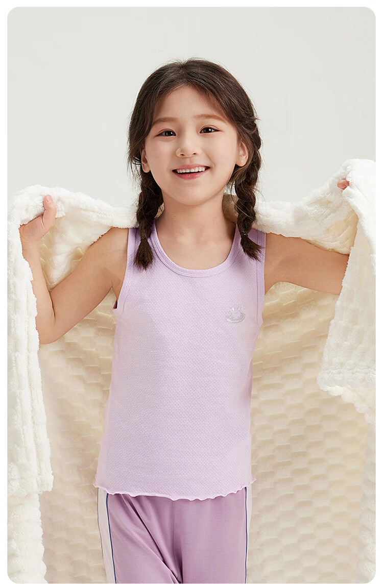 THREEGUN Kids Vest Soft Cotton Mesh Boys Girls Round Neck Vest Aqua Green 120 5