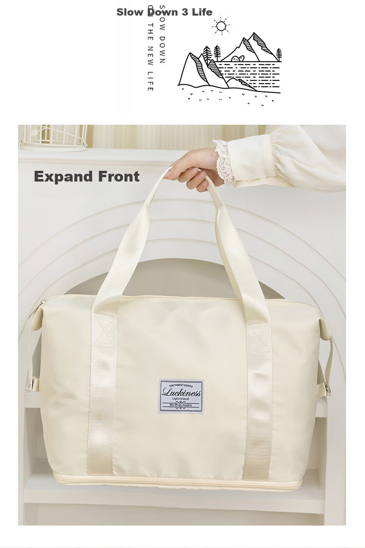 QDZX Oxford Cloth Travel Bag, Large Capacity Luggage Bag, Wet And Dry Separation, Swimming Sports Fitness Maternity Bag, Off-White, 1 Piece, 094 9