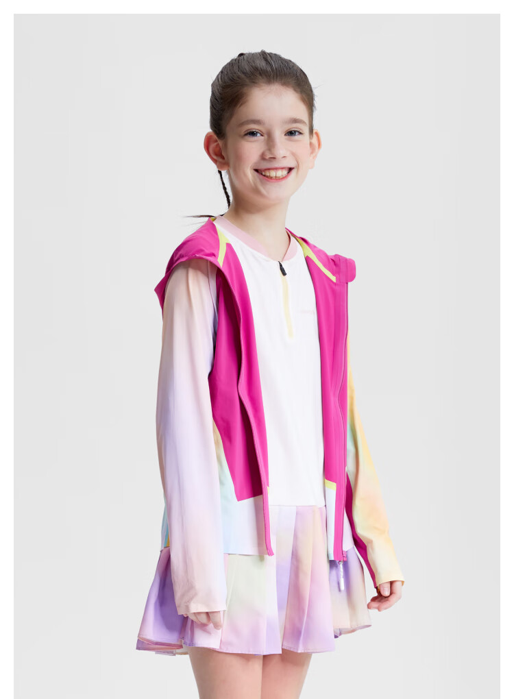 Moodytiger Children's Ice Silk Shirt, Summer Boys' Sun Protection Clothing, Cool Breathable Thin Style, Girls' Sun Protection Shirt, Color-Block Mosquito-Proof Skin Coat 9