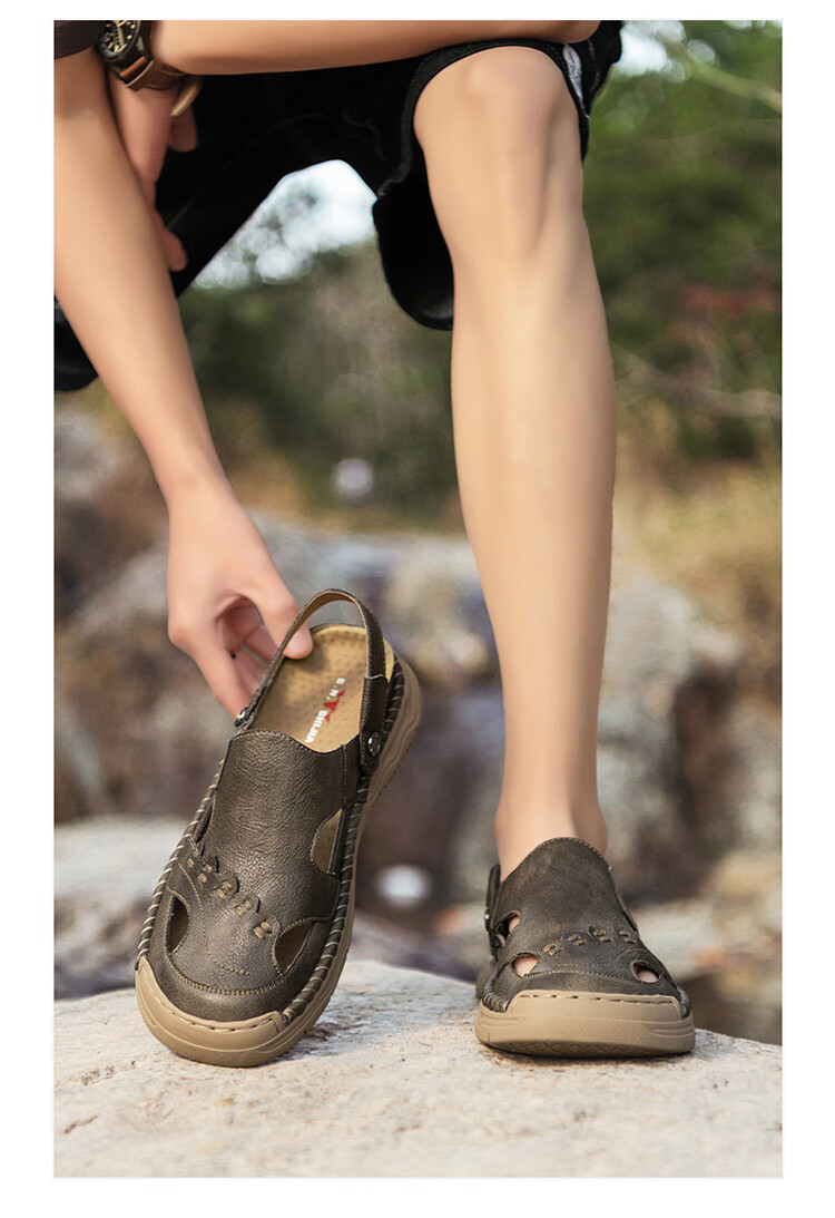 Bull Family Men's Summer Sandals Open Toe Hollow Breathable Thick Sole Durable Outdoor Casual Sports Beach Shoes 10