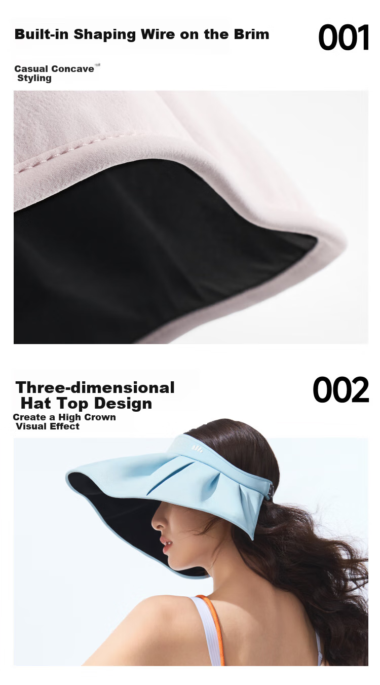 Beneunder Sun Hat for Women, Black Gel UV Protection Cap with Wide Brim, Outdoor Versatile Visor Hat, Sun Hat BM532 11