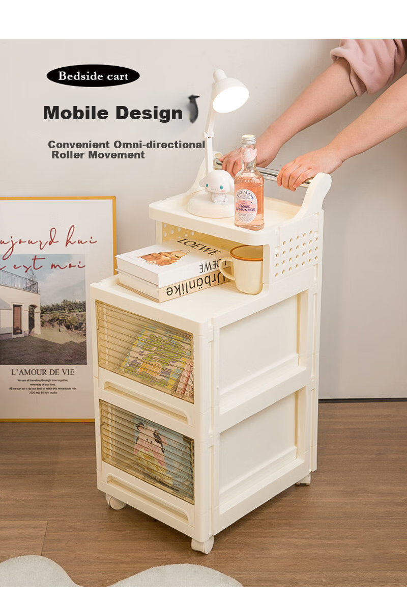 XIAOJIANGCAI Storage Cabinet, Mobile Cart with Drawers, Multi-Layer Organizer for Home Use, Snacks, Toys And Miscellaneous Items, Medium-Sized Six-Tier Storage Cabinet 4