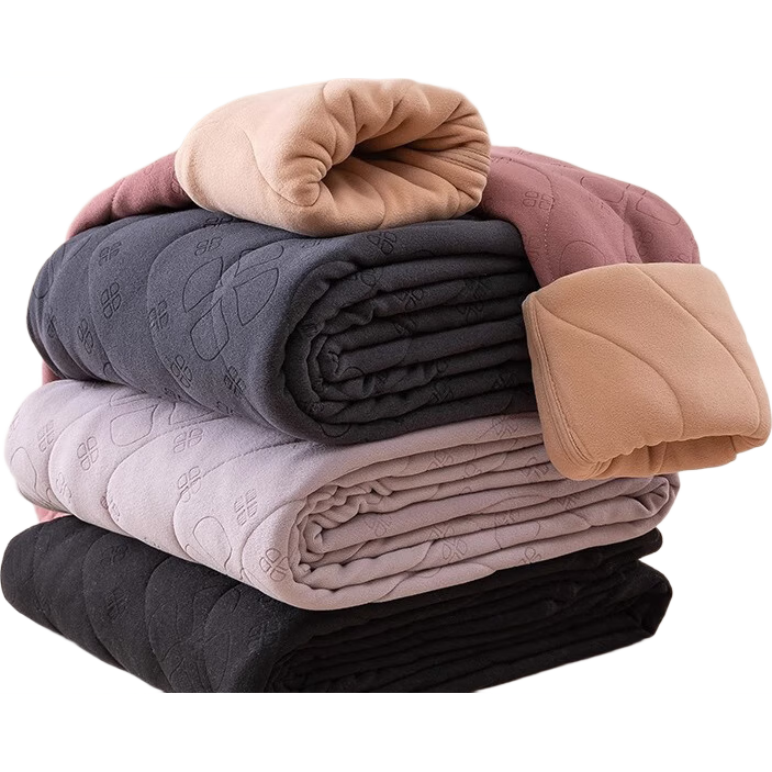 LangSha 100% Wool Thermal Pants for Women Autumn Winter Fleece Lined Thickened High Waist Slim Fit Wool Leggings Black