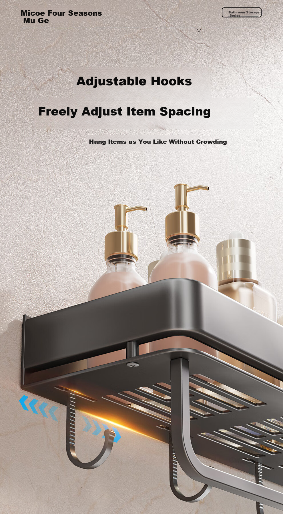 MICOE Bathroom Storage Rack, Suction Cup, No Drilling Required, Toilet Organizer, Washroom Vanity, Bathroom Kitchen Storage, 1 Piece 9