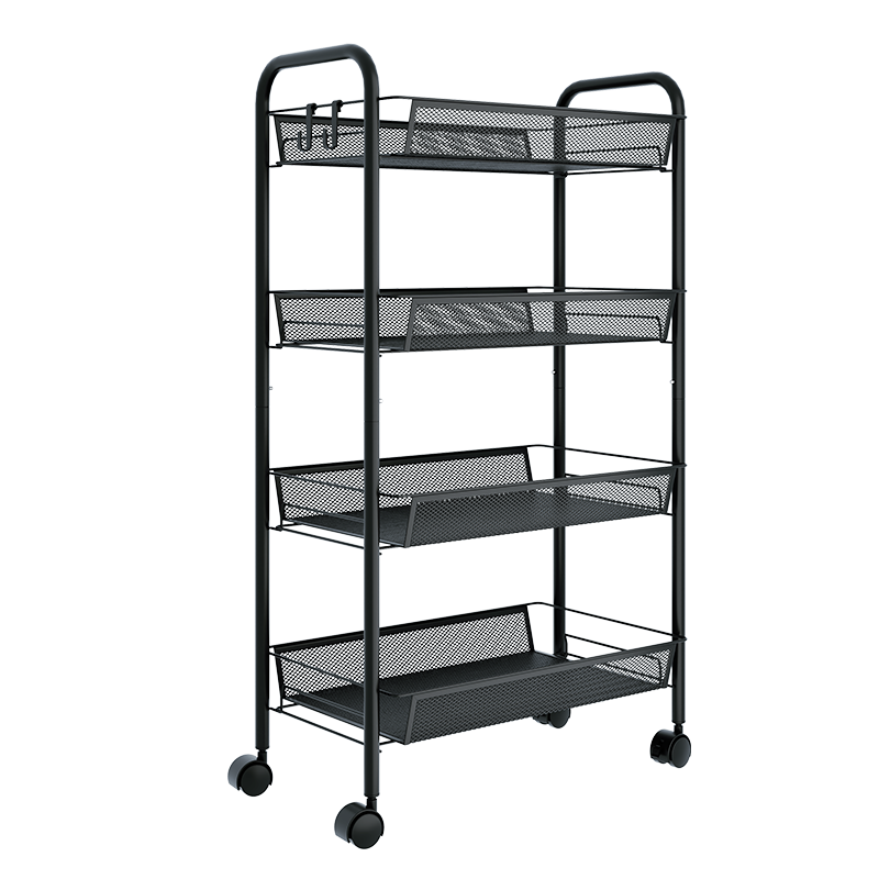 JD Original Kaka Kitchen Storage Rack, Floor-Standing Storage Cabinet, Spice Rack, Sideboard, Cupboard, Storage Cart, Black, 4 Tiers