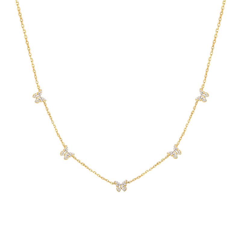 Arsis Silver Jewelry Lucky Charm Star Butterfly Collarbone Chain Necklace for Women, Original Design Necklace, Gift for Girlfriend