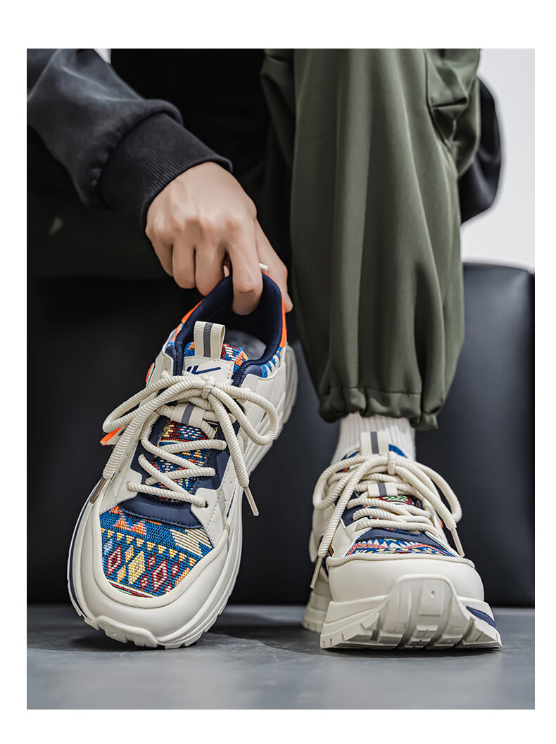 Warrior Men's Sneakers 2025 Summer New Sports Casual Shoes Versatile Thick Sole Height Increasing Shoes for Men Beige Color 39 9