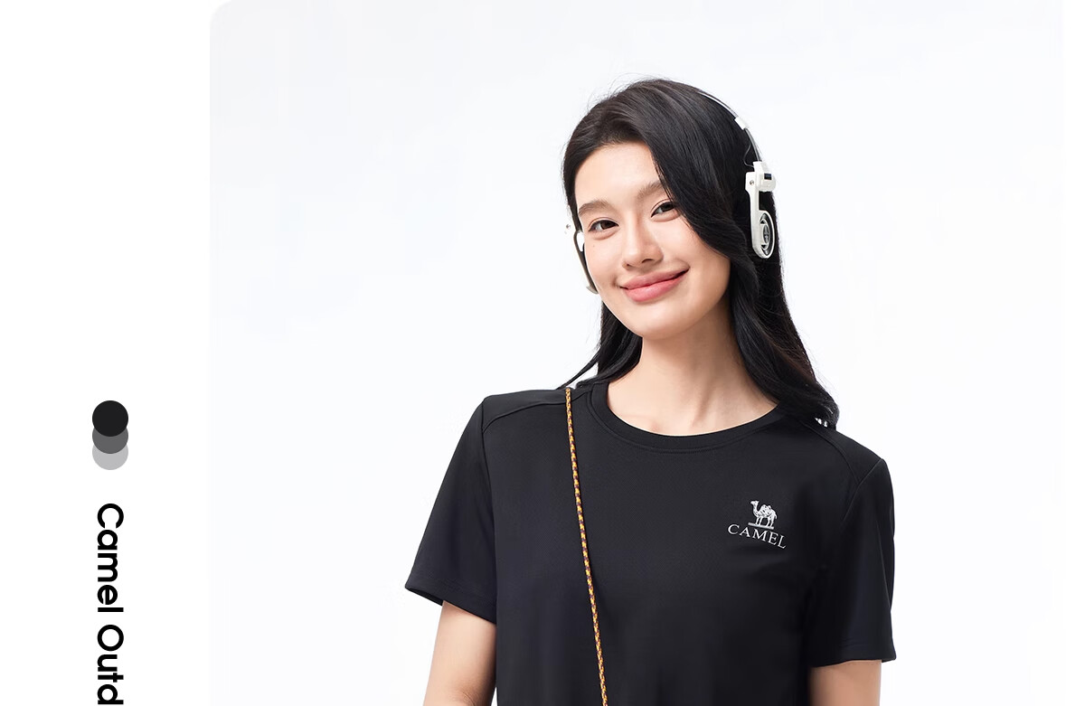 CAMEL Women's Quick-Dry Short-Sleeve T-Shirt, Lightweight Summer Round Neck Breathable Sweat-Wicking Running Fitness Sports Casual Top M 29