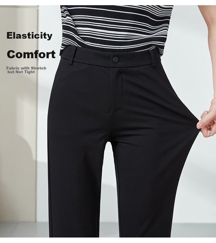 ESE-Y Nine-Tenths Black Straight-Leg Jogger Pants, Summer Casual Cigarette Pants, Black, Size 28 8