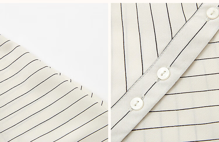 Dme [Unwearable Stripes], Summer Elegant V-Neck Patchwork Shirt, Connected Sleeves, Loose Comfortable Blouse, Women's Top 6