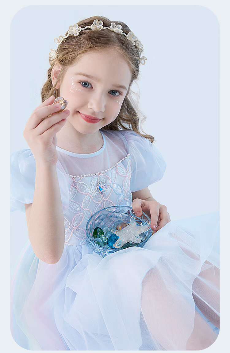 Disney Girls' Dress, Children's Summer Dress, New Elsa Princess Dress, Stylish Puffy Tulle Skirt, 84016 Blue, Size 110 6
