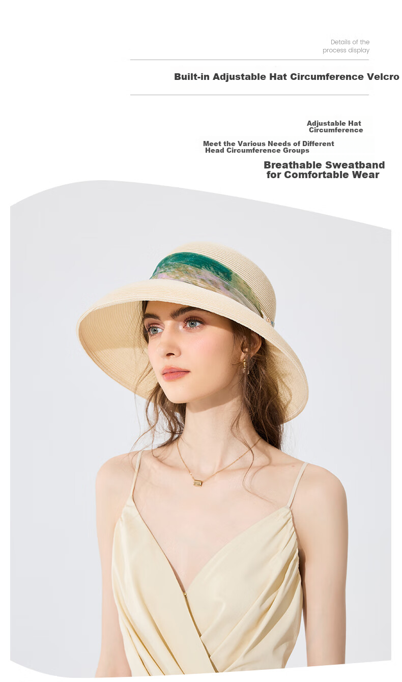 FANCET Straw Hat for Women, Elegant Summer Oregano Tulle Hat with Wide Brim, Vacation UV Protection Sun Hat, Birthday Gift for Elders 7