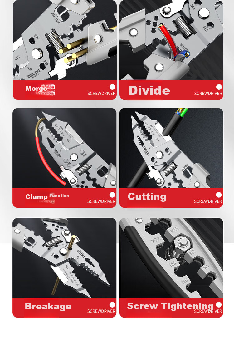 DELIXI ELECTRIC Wire Stripping Pliers, Electrician's Multi-Function Wire Cutter, Cable Crimper, Professional Electrician's Cable Scissors, 28-In Set with Voltage Tester 5