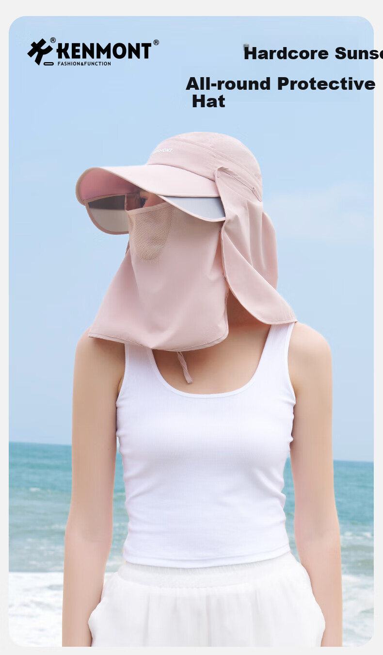 Kenmont Magnetic Face Mask Full-Face Sun Protection Hat for Women, UV-Resistant Neck Guard Quick-Dry Visor Sun Hat Km-3273 1