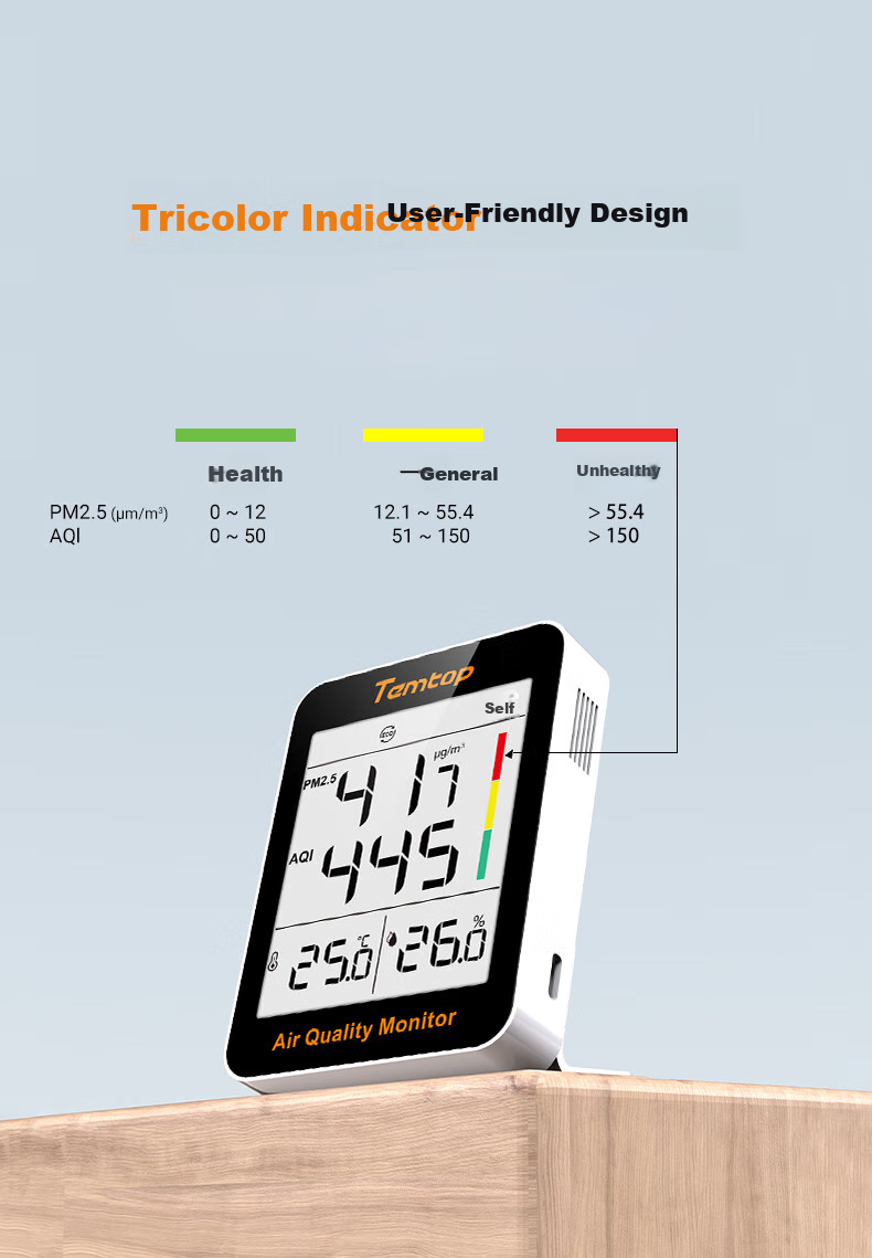 Elitech S1-UP Temperature And Humidity Meter M2.5 Detector for Home Indoor Use, Baby Room, High Precision Temtop 7
