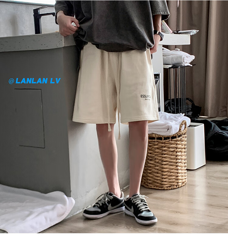 IZEXX Casual Shorts for Men, Summer Lightweight American High Street Loose Fit Sports Beach Shorts, Versatile IZ67 Gray M 27