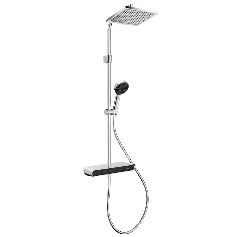 Hansgrohe Thermostatic Shower Set with Standard Handheld Shower, European Style Control, and Large Overhead Rain Showerhead