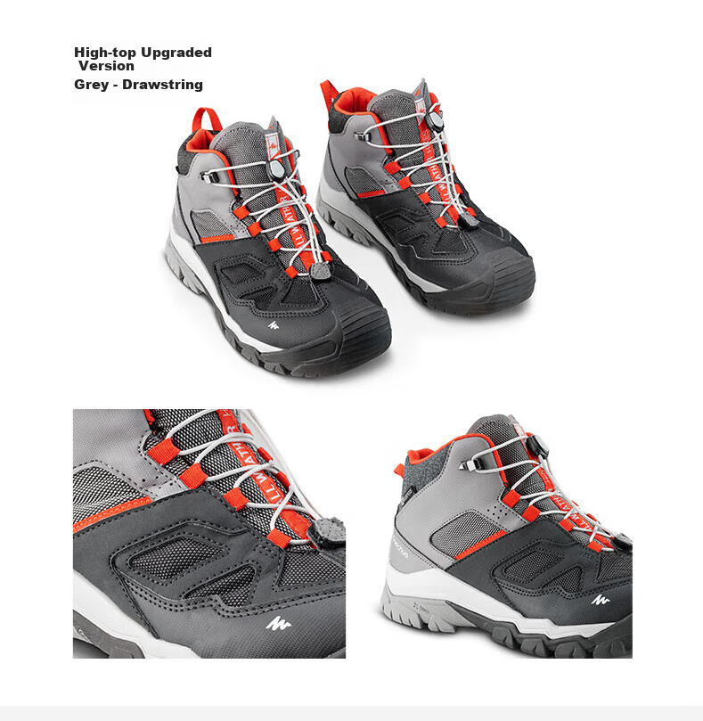 DECATHLON Children's Hiking Shoes, Outdoor Waterproof Trekking Shoes, Sports Shoes, QUJR Gray, Velcro, Size 32, 2999056 13