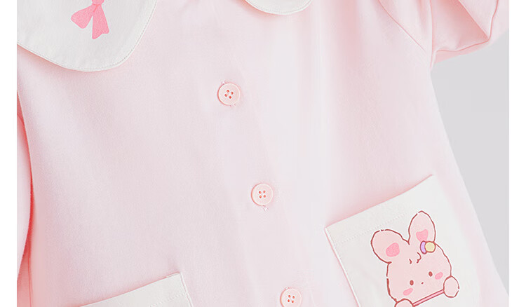 DEESHA Girls' 60S Pure Cotton Pajamas, Double-Sided Fabric, All-Season, Cute And Sweet Princess Style, All-Cotton Children's Long-Sleeve Cardigan Loungewear 13