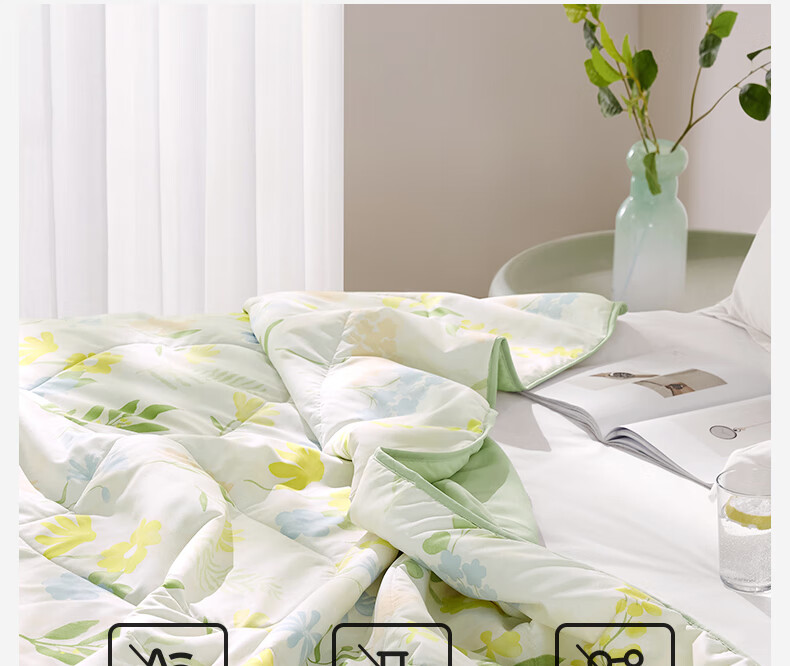 LOVO Luolai Home Textiles Class A Antibacterial And Anti-Mite Fiber Quilt Summer Comforter Air Conditioning Quilt 220*240cm Gree 3