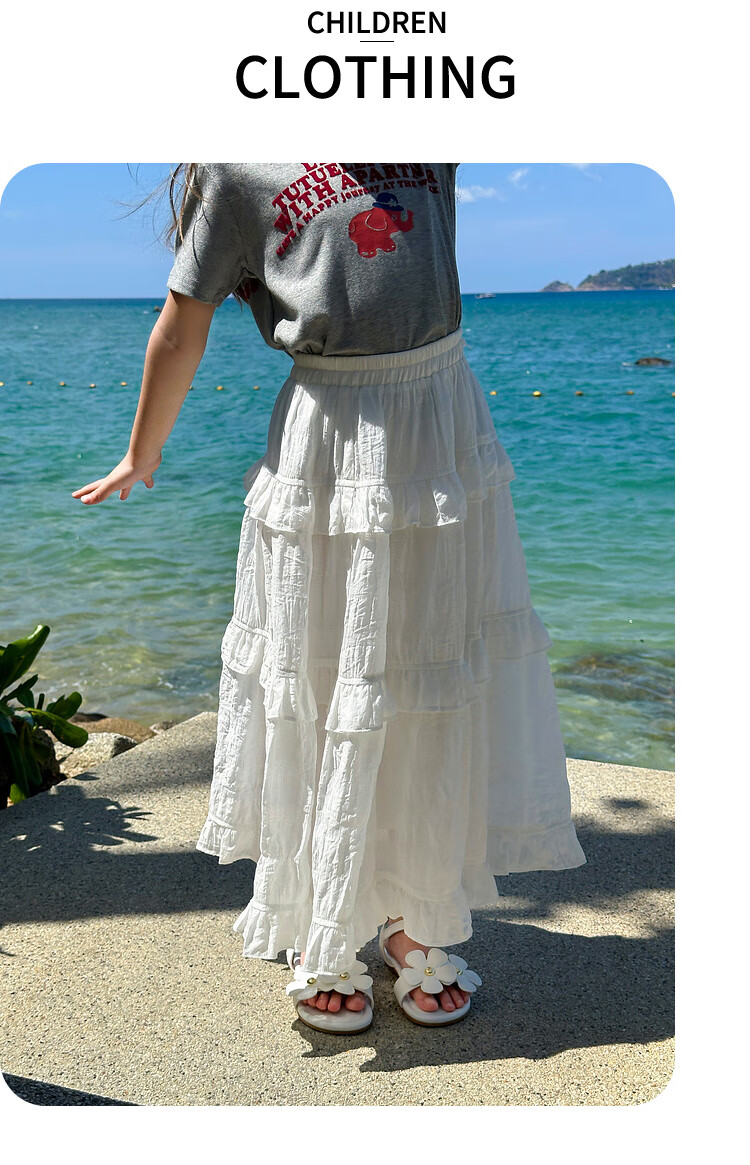 Tutuxiaoxiang Girls' A-Line Skirt, Children's High-Waisted Slimming Skirt, Stylish Puffy Skirt, White, Size 110, Height about 110cm 12