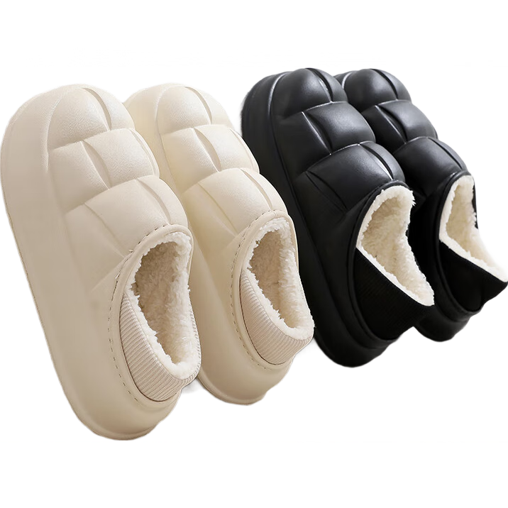 GUOLUOFEI Thick-Soled Cotton Slippers for Men And Women, Outdoor Waterproof Non-Slip Indoor Comfortable Heel-Covered Cotton Shoes, Gray, Size 40-41