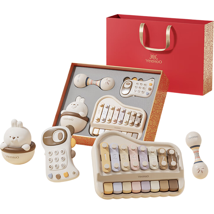 YEEHOO Newborn Welcome Gift Baby Toy Children's Music Gift Box Hand Drum Baby First Birthday Gift