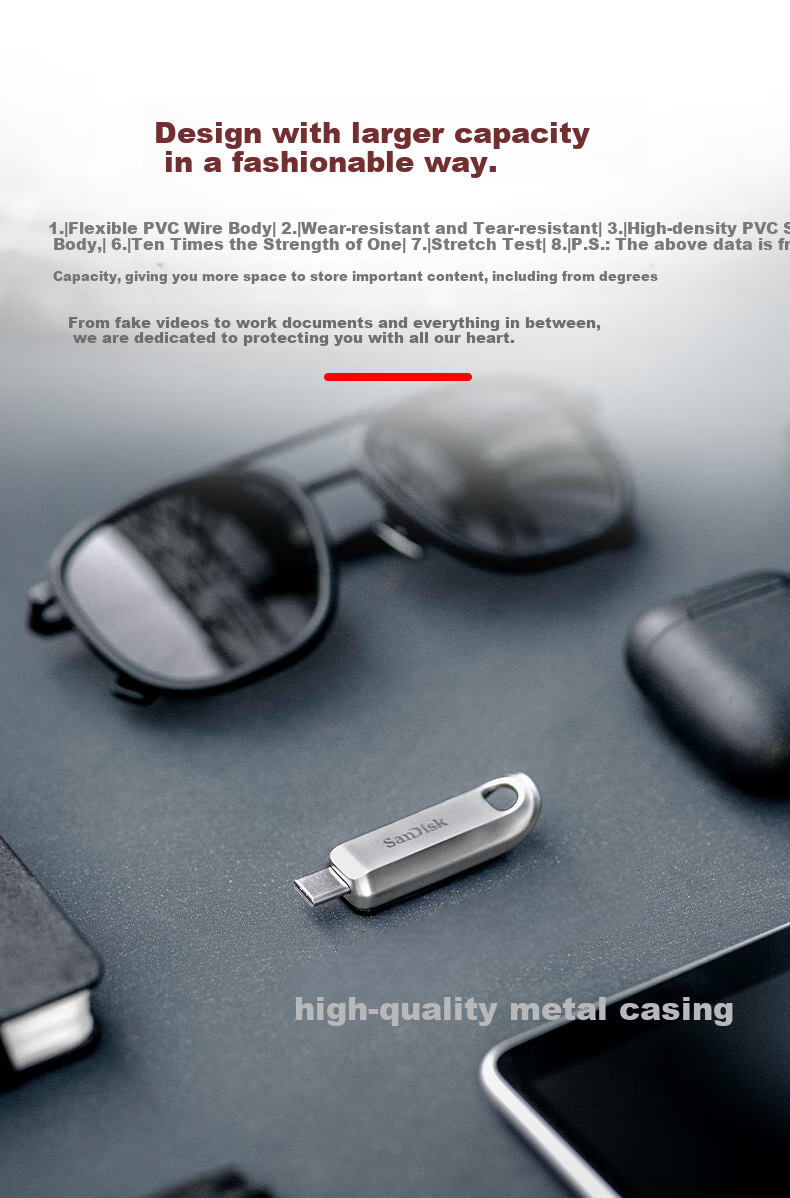 Sandisk 256GB Type-C USB3.2 Mobile Flash Drive CZ75, Read Speed up to 400MB/s, Data Recovery, Secure Encryption, Metal USB Drive for Phones, Tablets And Computers 3