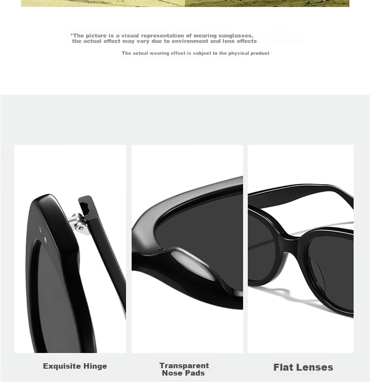 Bertha Women's Cat-Eye Sunglasses, High-End Look for Nearsighted People, UV Protection, Face-Shaping, Bare-Faced Beauty Enhancer 9